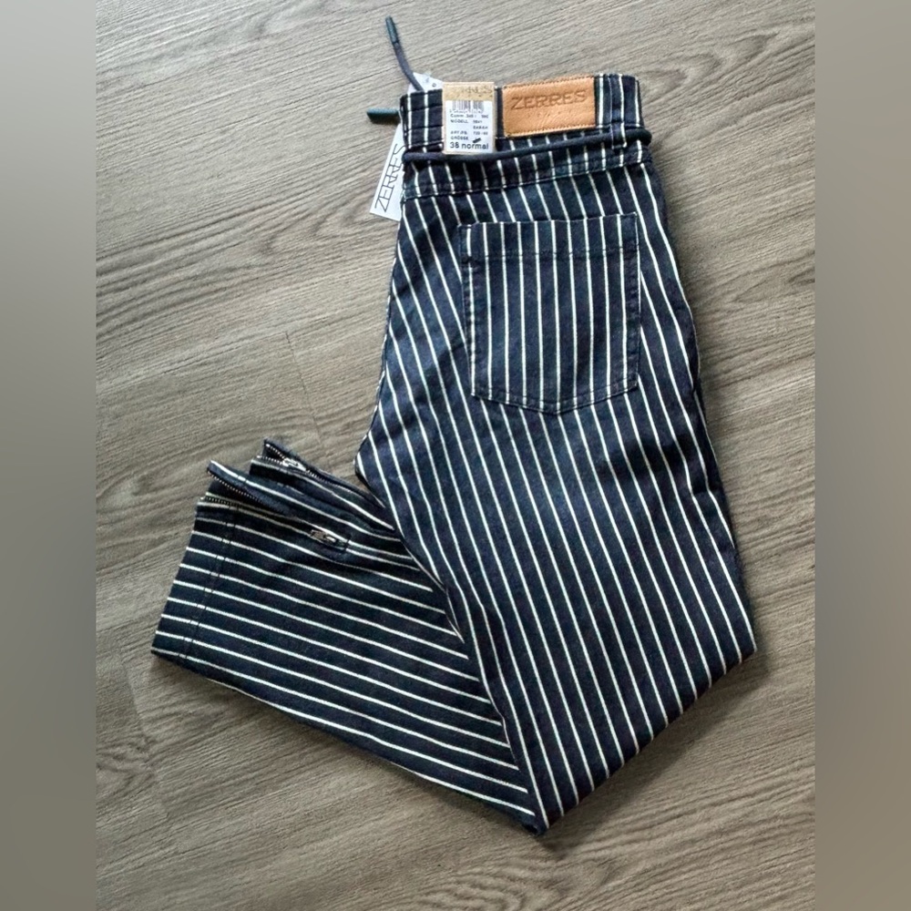 Stylish Navy and White Striped Pants